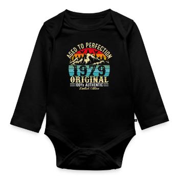 Aged to perfection 1979 Original - Organic Longsleeve Baby Bodysuit - black - Front