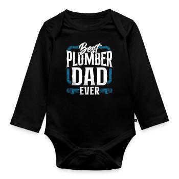 Plumbing Plumber Dad Vintage Best - Organic Longsleeve Baby Bodysuit - black - Front
