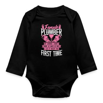 Plombier Plombier Femme Femme - Body Bébé bio manches longues - noir - Devant