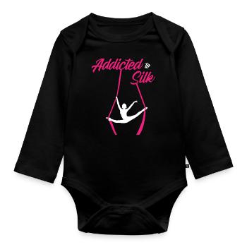 Air winner. Air silk - Organic Longsleeve Baby Bodysuit - black - Front