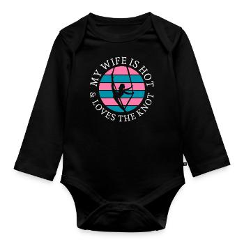 Air winner. Air silk - Organic Longsleeve Baby Bodysuit - black - Front