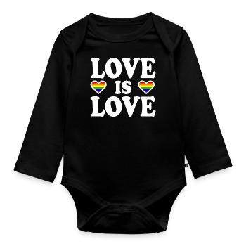 Love is love - Organic Longsleeve Baby Bodysuit - black - Front