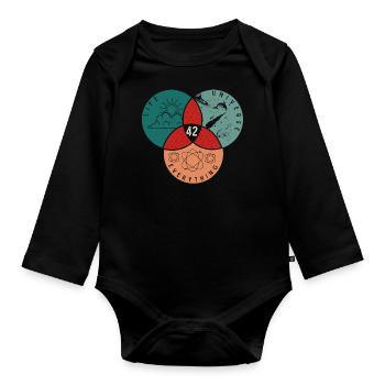 42 Life Universe Everything - Organic Longsleeve Baby Bodysuit - black - Front