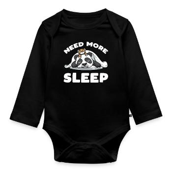 Need more sleep Panda Sleeping with Plush Toy - Organic Longsleeve Baby Bodysuit - black - Front
