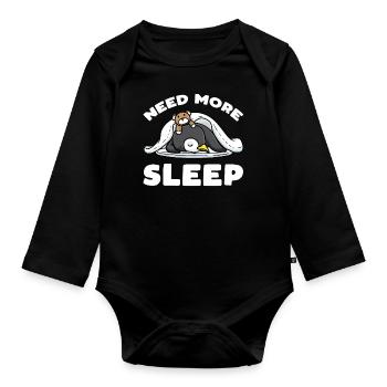Besoin de plus de sommeil Jouet en peluche Pingouin endormi - Body Bébé bio manches longues - noir - Devant