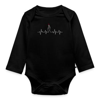 K-pop K-drama Heartbeat Claping Finger Heart - Body Bébé bio manches longues - noir - Devant