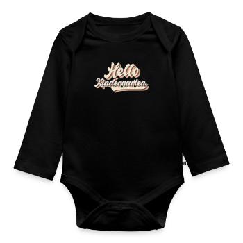 Hello Kindergarten - Organic Longsleeve Baby Bodysuit - black - Front