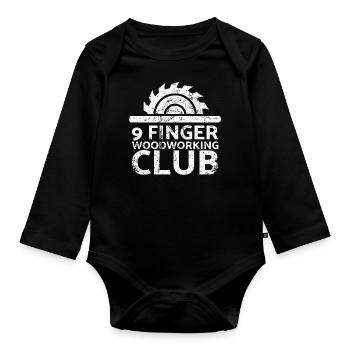Club de menuiserie à 9 doigts pour charpentiers - Body Bébé bio manches longues - noir - Devant