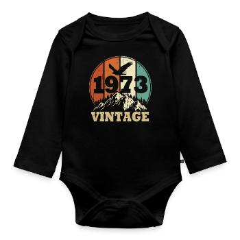 Vintage 1973 - Organic Longsleeve Baby Bodysuit - black - Front