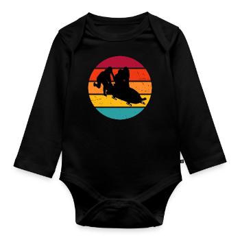 Bobsport Herren Bobbahn Bob Zweierbob Bob fahren - Baby Bio-Langarm-Body - Schwarz - Vorne