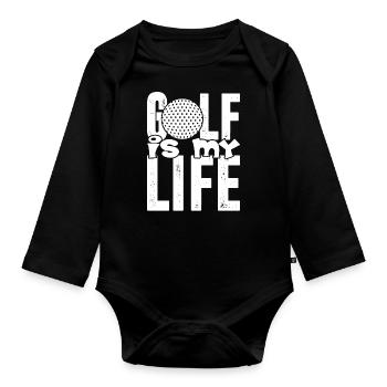 Golf Golfer Gift Hobby Club Quote - Organic Longsleeve Baby Bodysuit - black - Front