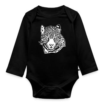 Jaguar Face Graphique Cool Big Cat Wild Animal Lover - Body Bébé bio manches longues - noir - Devant