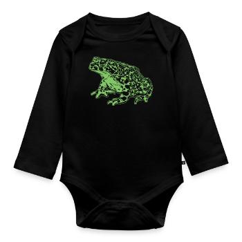 Crapaud Grenouille Graphique Amphibien Aquatique Grenouille Amoureux - Body Bébé bio manches longues - noir - Devant