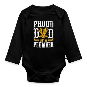 Plumbing Plumber Dad Vintage Proud - Organic Longsleeve Baby Bodysuit - black - Front