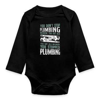 Plumbing Plumber Retired Vintage - Organic Longsleeve Baby Bodysuit - black - Front