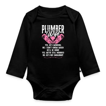 Plumbing Plumber Wife Plumber Wife - Baby Bio-Langarm-Body - Schwarz - Vorne