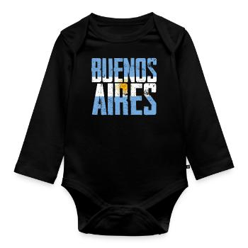 Buenos Aires Argentine - Body Bébé bio manches longues - noir - Devant