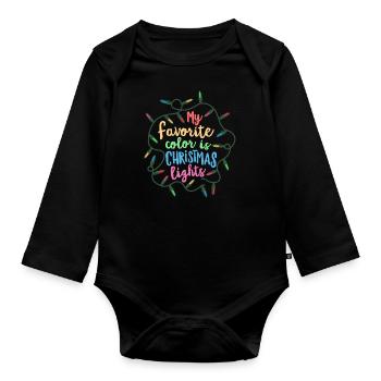 Meine Lieblingsfarbe ist Weihnachtsbeleuchtung Weihnachten - Baby Bio-Langarm-Body - Schwarz - Vorne