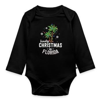Familienweihnacht in Florida Palmen Weihnachten Strand - Baby Bio-Langarm-Body - Schwarz - Vorne