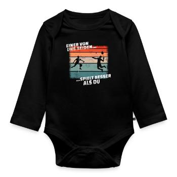 Badminton Geschenkidee Sport Design - Baby Bio-Langarm-Body - Schwarz - Vorne