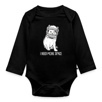 Katze Astronaut I Need More Space - Baby Bio-Langarm-Body - Schwarz - Vorne