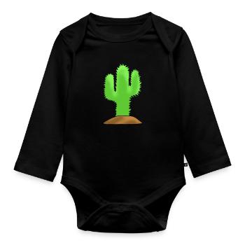 Cactus Garden - Organic Longsleeve Baby Bodysuit - black - Front