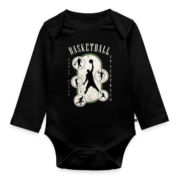 Basketteur Basketteur Vintage Rétro - Body Bébé bio manches longues - noir - Devant