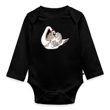 Cygne avec pull de Noël - Body Bébé bio manches longues - noir - Devant