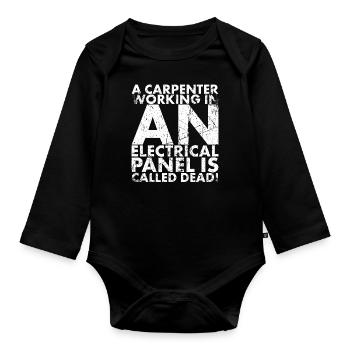 Ein Schreiner, Der In Einem Für Lineman Arbeitet - Baby Bio-Langarm-Body - Schwarz - Vorne