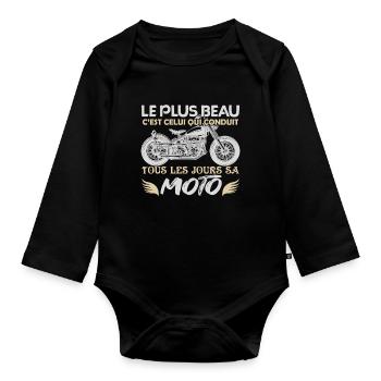 motard | meilleur motard fan de moto - Body Bébé bio manches longues - noir - Devant