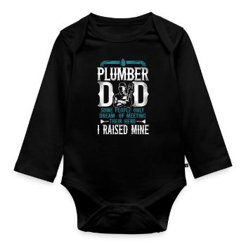 Plumbing Plumber Dad Vintage - Organic Longsleeve Baby Bodysuit - black - Front