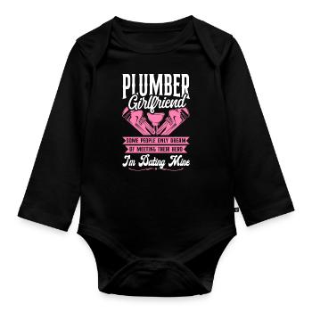 Plumbing Plumber Girlfriend - Organic Longsleeve Baby Bodysuit - black - Front
