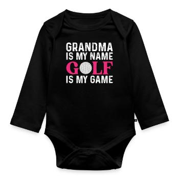 La grand-mère de la grand-mère de golf - Body Bébé bio manches longues - noir - Devant