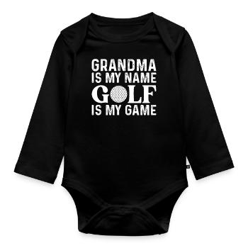 La grand-mère de la grand-mère de golf - Body Bébé bio manches longues - noir - Devant