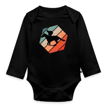 Dressage Hommes Sport équestre Chasse Equitation Femmes - Body Bébé bio manches longues - noir - Devant