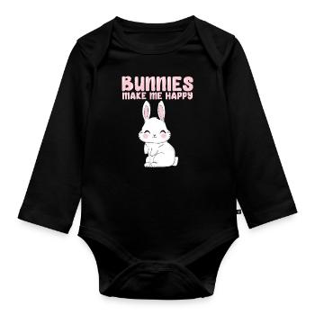 Rabbits Pet Love - Organic Longsleeve Baby Bodysuit - black - Front