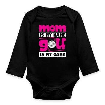Golfspieler Golfer Golfschläger Golfen Golf Mutter - Baby Bio-Langarm-Body - Schwarz - Vorne