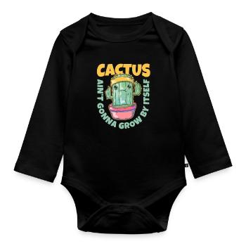 Jardin de cactus - Body Bébé bio manches longues - noir - Devant
