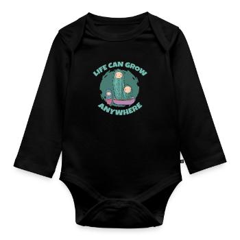 Cactus Garden - Organic Longsleeve Baby Bodysuit - black - Front