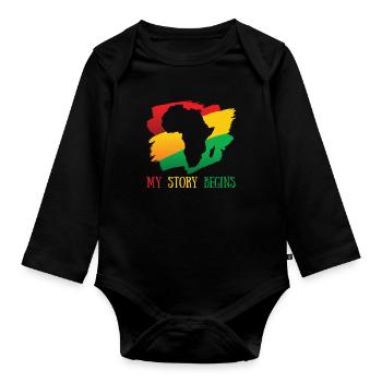 Mon histoire commence Afro-Américains de la - Body Bébé bio manches longues - noir - Devant