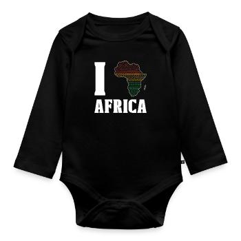 Ich Liebe Afrika Schwarze Geschichte - Baby Bio-Langarm-Body - Schwarz - Vorne