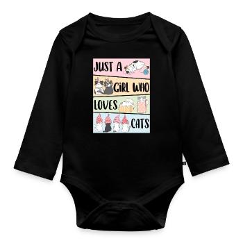 Nur ein Mädchen, das Cats liebt Cute Cat Lover Kawaii - Baby Bio-Langarm-Body - Schwarz - Vorne