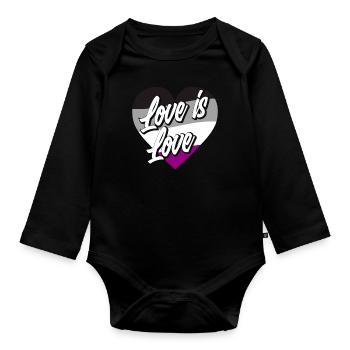 Asexuell Flagge Stolz Liebe - Baby Bio-Langarm-Body - Schwarz - Vorne