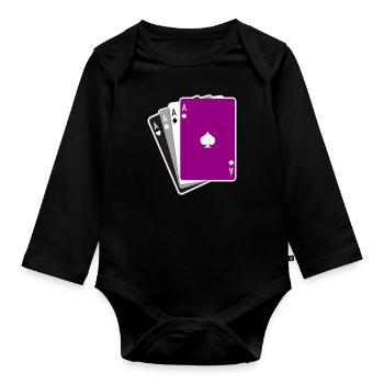 Asexuell Karten Flagge - Baby Bio-Langarm-Body - Schwarz - Vorne