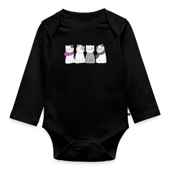 Asexuell Katzen - Baby Bio-Langarm-Body - Schwarz - Vorne