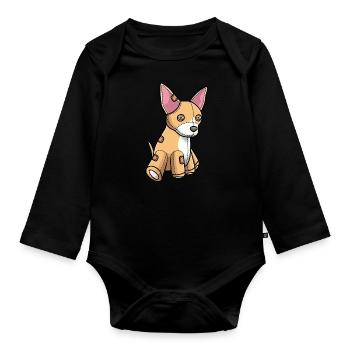 Chiweenie Dog Cuddly Toy - Organic Longsleeve Baby Bodysuit - black - Front