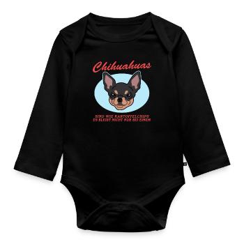 Chihuahua Dogs | Dog Owner Gift - Organic Longsleeve Baby Bodysuit - black - Front