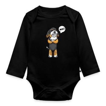 Bernedoodle dog stubborn - Organic Longsleeve Baby Bodysuit - black - Front