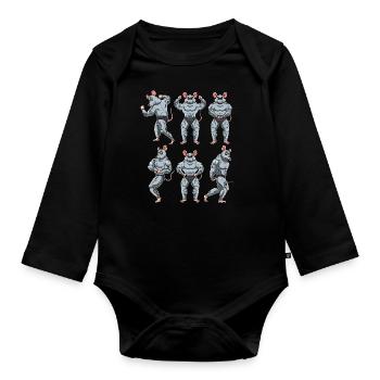 Ratte Fitness Fitnessstudio Motivation - Baby Bio-Langarm-Body - Schwarz - Vorne