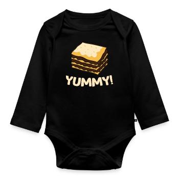 Lasagne - Yummy! - Body Bébé bio manches longues - noir - Devant